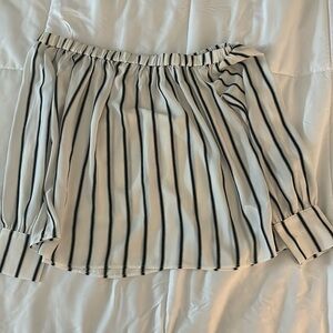 Striped off the shoulder long sleeve top